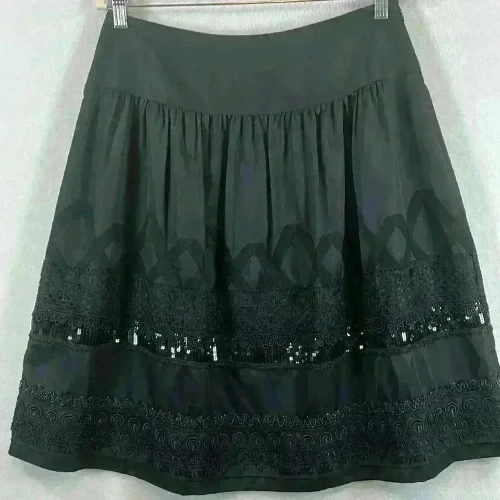 Nygard Collection Women’s Skirt Size 8 Black Embellished Lace Sequins